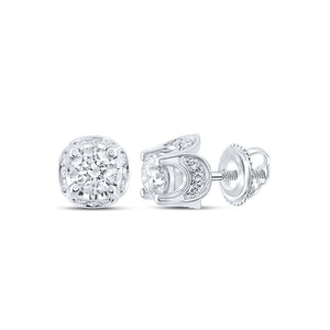 Earrings | 10kt White Gold Womens Round Diamond Solitaire Earrings 5/8 Cttw | Splendid Jewellery GND