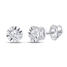 Load image into Gallery viewer, 10kt White Gold Illusion-set Diamond Stud Earrings - Timeless Elegance and Brilliance Top view from the 10Kt White Gold Womens Round Diamond Solitaire Illusion Set Stud Earrings 1 10 Cttwpin225846 collection by Splendid Jewellery