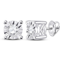 Load image into Gallery viewer, 10kt White Gold Diamond Solitaire Stud Earrings - Timeless Elegance Top view from the 10Kt White Gold Womens Round Diamond Solitaire Stud Earrings 1 4 Cttwpin225856 collection by Splendid Jewellery