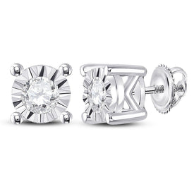 10kt White Gold Diamond Solitaire Stud Earrings - Timeless Elegance Top view from the 10Kt White Gold Womens Round Diamond Solitaire Stud Earrings 1 4 Cttwpin225856 collection by Splendid Jewellery
