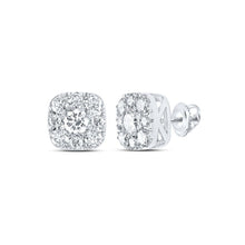 Load image into Gallery viewer, Sparkling Square Cluster Diamond Earrings in 10kt White Gold Top view from the 10Kt White Gold Womens Round Diamond Square Cluster Earrings 3 4 Cttwpin232282 collection by Splendid Jewellery