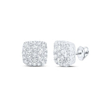 Load image into Gallery viewer, Dazzling Diamond Square Cluster Earrings in 10kt White Gold Top view from the 10Kt White Gold Womens Round Diamond Square Cluster Earrings 5 8 Cttwpin232146 collection by Splendid Jewellery