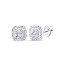 Load image into Gallery viewer, Dazzling Square Diamond Earrings in 10kt White Gold Top view from the 10Kt White Gold Womens Round Diamond Square Earrings 1 1 2 Cttwpin286271 collection by Splendid Jewellery