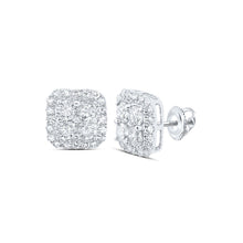 Load image into Gallery viewer, 10kt White Gold Square Diamond Earrings - Radiant Brilliance Top view from the 10Kt White Gold Womens Round Diamond Square Earrings 1 Cttwpin232182 collection by Splendid Jewellery