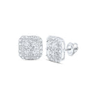 10kt White Gold Square Diamond Earrings - Radiant Brilliance Top view from the 10Kt White Gold Womens Round Diamond Square Earrings 1 Cttwpin232182 collection by Splendid Jewellery