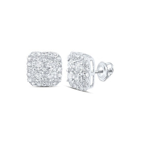10kt White Gold Square Diamond Earrings - Radiant Brilliance Top view from the 10Kt White Gold Womens Round Diamond Square Earrings 1 Cttwpin232182 collection by Splendid Jewellery