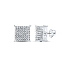 Load image into Gallery viewer, Splendid Jewellery 10kt White Gold Round Diamond Square Earrings - 1 Cttw: A Mesmerizing Sparkle of Elegance Top view from the 10Kt White Gold Womens Round Diamond Square Earrings 1 Cttwpin217534 collection by Splendid Jewellery