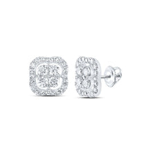 Load image into Gallery viewer, Dazzling Square Diamond Earrings in 10kt White Gold Top view from the 10Kt White Gold Womens Round Diamond Square Earrings 1 Cttwpin232185 collection by Splendid Jewellery