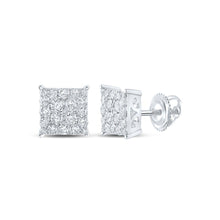 Load image into Gallery viewer, Dazzling Square Diamond Earrings in 10kt White Gold Top view from the 10Kt White Gold Womens Round Diamond Square Earrings 7 8 Cttwpin217487 collection by Splendid Jewellery