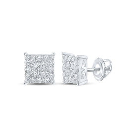 Dazzling Square Diamond Earrings in 10kt White Gold Top view from the 10Kt White Gold Womens Round Diamond Square Earrings 7 8 Cttwpin217487 collection by Splendid Jewellery