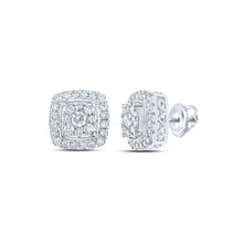 Load image into Gallery viewer, Dazzling Diamond Square Earrings in 10kt White Gold Top view from the 10Kt White Gold Womens Round Diamond Square Earrings 1 Cttwpin232243 collection by Splendid Jewellery