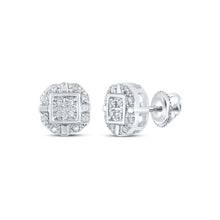 Load image into Gallery viewer, Sparkling Square Diamond Earrings in 10kt White Gold Top view from the 10Kt White Gold Womens Round Diamond Square Earrings 1 12 Cttwpin217745 collection by Splendid Jewellery