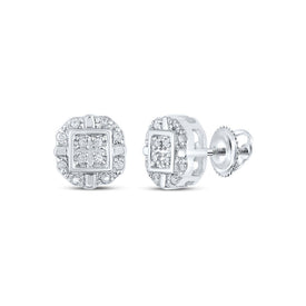 Sparkling Square Diamond Earrings in 10kt White Gold Top view from the 10Kt White Gold Womens Round Diamond Square Earrings 1 12 Cttwpin217745 collection by Splendid Jewellery