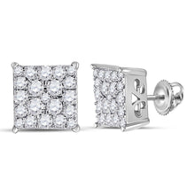 Load image into Gallery viewer, Radiant Diamond Square Earrings in 10kt White Gold by Splendid Jewellery Top view from the 10Kt White Gold Womens Round Diamond Square Earrings 1 2 Cttwpin225502 collection by Splendid Jewellery