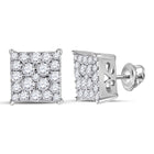 Radiant Diamond Square Earrings in 10kt White Gold by Splendid Jewellery Top view from the 10Kt White Gold Womens Round Diamond Square Earrings 1 2 Cttwpin225502 collection by Splendid Jewellery
