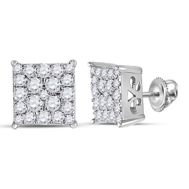 Radiant Diamond Square Earrings in 10kt White Gold by Splendid Jewellery Top view from the 10Kt White Gold Womens Round Diamond Square Earrings 1 2 Cttwpin225502 collection by Splendid Jewellery