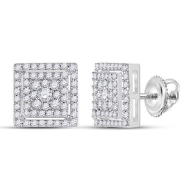 Dazzling White Gold Diamond Square Earrings Top view from the 10Kt White Gold Womens Round Diamond Square Earrings 1 2 Cttwpin287363 collection by Splendid Jewellery