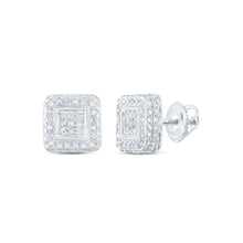 Load image into Gallery viewer, Dazzling Brilliance: 10kt White Gold Womens Round Diamond Square Earrings 1/2 Cttw Top view from the 10Kt White Gold Womens Round Diamond Square Earrings 1 2 Cttwpin217729 collection by Splendid Jewellery