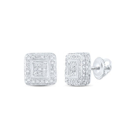 Dazzling Brilliance: 10kt White Gold Womens Round Diamond Square Earrings 1/2 Cttw Top view from the 10Kt White Gold Womens Round Diamond Square Earrings 1 2 Cttwpin217729 collection by Splendid Jewellery