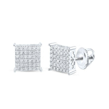 Load image into Gallery viewer, 10kt White Gold Sparkling Square Diamond Earrings - Mesmerizing Brilliance for Every Occasion Top view from the 10Kt White Gold Womens Round Diamond Square Earrings 1 2 Cttwpin217532 collection by Splendid Jewellery