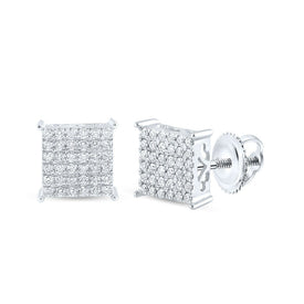 10kt White Gold Sparkling Square Diamond Earrings - Mesmerizing Brilliance for Every Occasion Top view from the 10Kt White Gold Womens Round Diamond Square Earrings 1 2 Cttwpin217532 collection by Splendid Jewellery