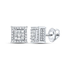 Load image into Gallery viewer, Exquisite Brilliance: 10kt White Gold Womens Round Diamond Square Earrings Top view from the 10Kt White Gold Womens Round Diamond Square Earrings 5 8 Cttwpin289813 collection by Splendid Jewellery