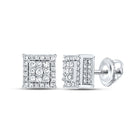 Exquisite Brilliance: 10kt White Gold Womens Round Diamond Square Earrings Top view from the 10Kt White Gold Womens Round Diamond Square Earrings 5 8 Cttwpin289813 collection by Splendid Jewellery