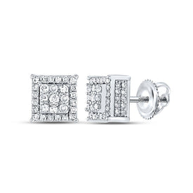 Exquisite Brilliance: 10kt White Gold Womens Round Diamond Square Earrings Top view from the 10Kt White Gold Womens Round Diamond Square Earrings 5 8 Cttwpin289813 collection by Splendid Jewellery