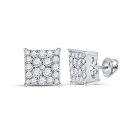 Splendid Jewellery 10kt White Gold Square Diamond Cluster Earrings Top view from the 10Kt White Gold Womens Round Diamond Square Earrings 1 2 Cttwpin217515 collection by Splendid Jewellery