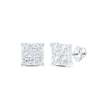 Load image into Gallery viewer, Radiant Sparkle: 10kt White Gold Womens Round Diamond Square Earrings 1/2 Cttw Top view from the 10Kt White Gold Womens Round Diamond Square Earrings 1 2 Cttwpin216849 collection by Splendid Jewellery