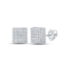 Sparkling Square Diamond Earrings in 10kt White Gold - A Captivating Statement of Elegance Top view from the 10Kt White Gold Womens Round Diamond Square Earrings 1 2 Cttwpin217705 collection by Splendid Jewellery
