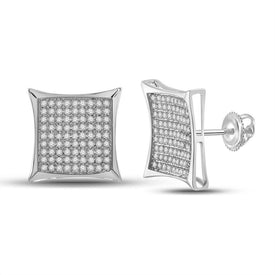 Dazzling Square Diamond Earrings in 10kt White Gold  Top View from Splendid Jewellery