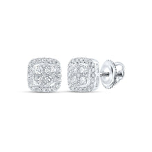 Load image into Gallery viewer, Radiant Brilliance: 10kt White Gold Womens Round Diamond Square Earrings 1/2 Cttw Top view from the 10Kt White Gold Womens Round Diamond Square Earrings 1 2 Cttwpin286702 collection by Splendid Jewellery