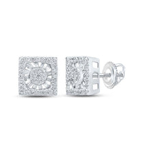 Load image into Gallery viewer, Radiant Brilliance: 10kt White Gold Womens Round Diamond Square Earrings 1/2 Cttw Top view from the 10Kt White Gold Womens Round Diamond Square Earrings 1 2 Cttwpin289945 collection by Splendid Jewellery