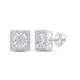 Radiant Brilliance: 10kt White Gold Womens Round Diamond Square Earrings 1/2 Cttw Top view from the 10Kt White Gold Womens Round Diamond Square Earrings 1 2 Cttwpin289945 collection by Splendid Jewellery