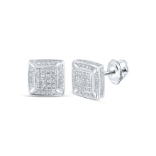Load image into Gallery viewer, 10kt White Gold Square Diamond Earrings - Timeless Elegance and Modern Charm Top view from the 10Kt White Gold Womens Round Diamond Square Earrings 1 3 Cttwpin217702 collection by Splendid Jewellery
