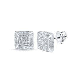 10kt White Gold Square Diamond Earrings - Timeless Elegance and Modern Charm Top view from the 10Kt White Gold Womens Round Diamond Square Earrings 1 3 Cttwpin217702 collection by Splendid Jewellery