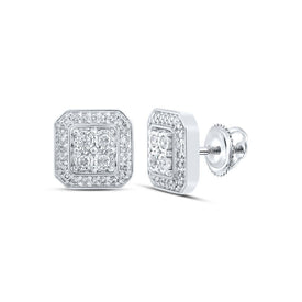 10kt White Gold Sparkling Square Diamond Earrings Top view from the 10Kt White Gold Womens Round Diamond Square Earrings 1 3 Cttwpin213578 collection by Splendid Jewellery