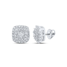 Load image into Gallery viewer, Radiant Square Diamond Earrings in 10kt White Gold Top view from the 10Kt White Gold Womens Round Diamond Square Earrings 1 3 Cttwpin213547 collection by Splendid Jewellery