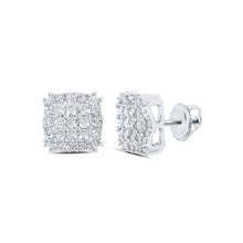 Load image into Gallery viewer, Sparkling Square Diamond Elegance Earrings Top view from the 10Kt White Gold Womens Round Diamond Square Earrings 1 3 Cttwpin213544 collection by Splendid Jewellery