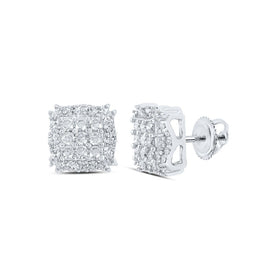 Sparkling Square Diamond Elegance Earrings Top view from the 10Kt White Gold Womens Round Diamond Square Earrings 1 3 Cttwpin213544 collection by Splendid Jewellery