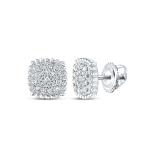 Load image into Gallery viewer, Dazzling Square Diamond Earrings in 10kt White Gold Top view from the 10Kt White Gold Womens Round Diamond Square Cluster Earrings 1 3 Cttwpin284957 collection by Splendid Jewellery