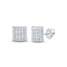 Load image into Gallery viewer, 10kt White Gold Square Diamond Earrings - Timeless Elegance and Sparkling Brilliance Top view from the 10Kt White Gold Womens Round Diamond Square Earrings 1 4 Cttwpin217263 collection by Splendid Jewellery