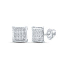 10kt White Gold Square Diamond Earrings - Timeless Elegance and Sparkling Brilliance Top view from the 10Kt White Gold Womens Round Diamond Square Earrings 1 4 Cttwpin217263 collection by Splendid Jewellery