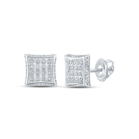 10kt White Gold Square Diamond Earrings - Timeless Elegance and Sparkling Brilliance Top view from the 10Kt White Gold Womens Round Diamond Square Earrings 1 4 Cttwpin217263 collection by Splendid Jewellery