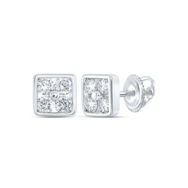 Splendid Jewellery 10kt White Gold Square Diamond Earrings: A Modern Twist of Elegance and Brilliance Top view from the 10Kt White Gold Womens Round Diamond Square Earrings 1 4 Cttwpin213528 collection by Splendid Jewellery