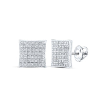 Load image into Gallery viewer, Dazzling White Gold Diamond Square Earrings Top view from the 10Kt White Gold Womens Round Diamond Square Earrings 1 4 Cttwpin217769 collection by Splendid Jewellery