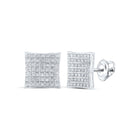 Dazzling White Gold Diamond Square Earrings Top view from the 10Kt White Gold Womens Round Diamond Square Earrings 1 4 Cttwpin217769 collection by Splendid Jewellery