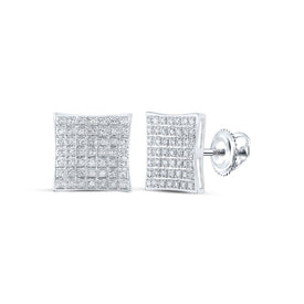 Dazzling White Gold Diamond Square Earrings Top view from the 10Kt White Gold Womens Round Diamond Square Earrings 1 4 Cttwpin217769 collection by Splendid Jewellery