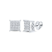 Load image into Gallery viewer, Splendid Jewellery&#39;s White Gold Diamond Square Earrings: A Modern Twist of Elegance Top view from the 10Kt White Gold Womens Round Diamond Square Earrings 1 4 Cttwpin217519 collection by Splendid Jewellery